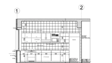 20 ölçek mutfak kesit çizimi