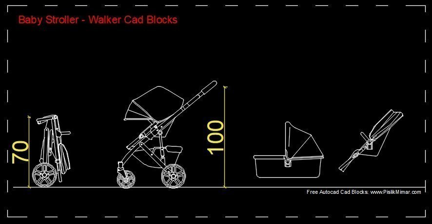 baby stroller dwg, walker cad blocks download