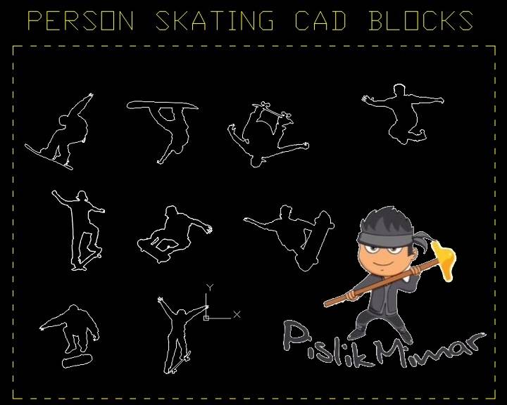 person skating cad blocks