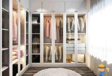 beyaz ve cam kapaklı giyinme odası modeli