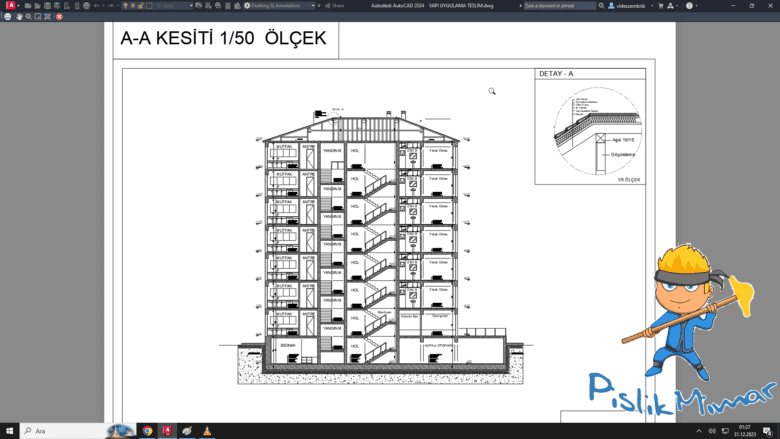 50 ölçek kesit çizimi