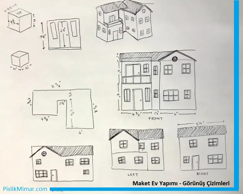 Karton Ev Yapımı; Görünüş Çizimi
