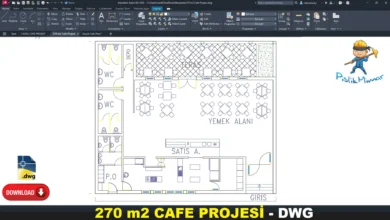 270 m2 Cafe Projesi dwg