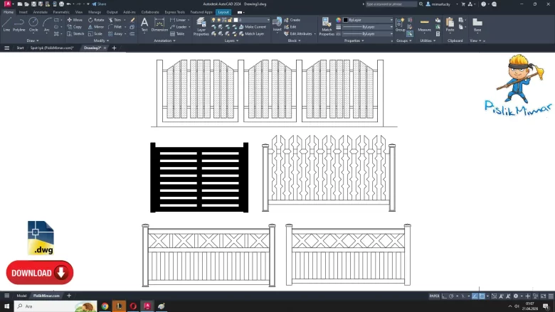 Ahşap Korkuluk dwg, Wooden Railing CAD Blocks