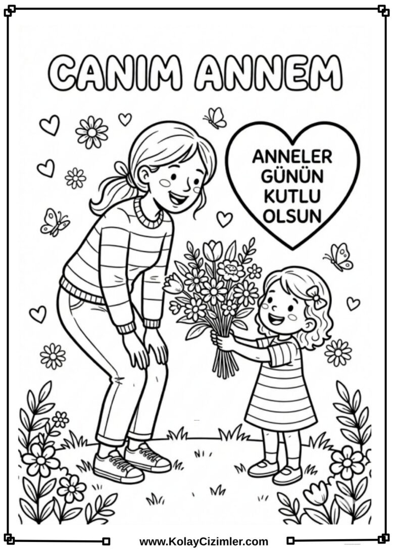 Anneler Günü Boyama Sayfası (4)
