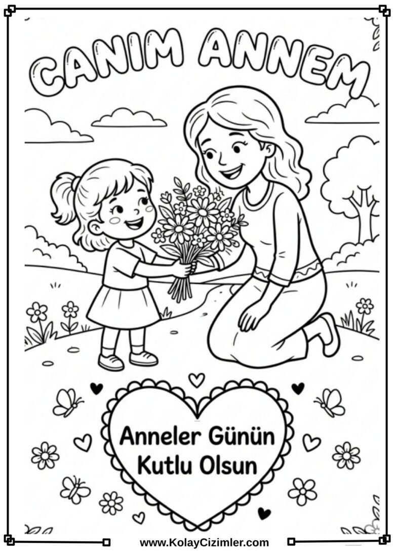 Anneler Günü Boyama Sayfası (7)
