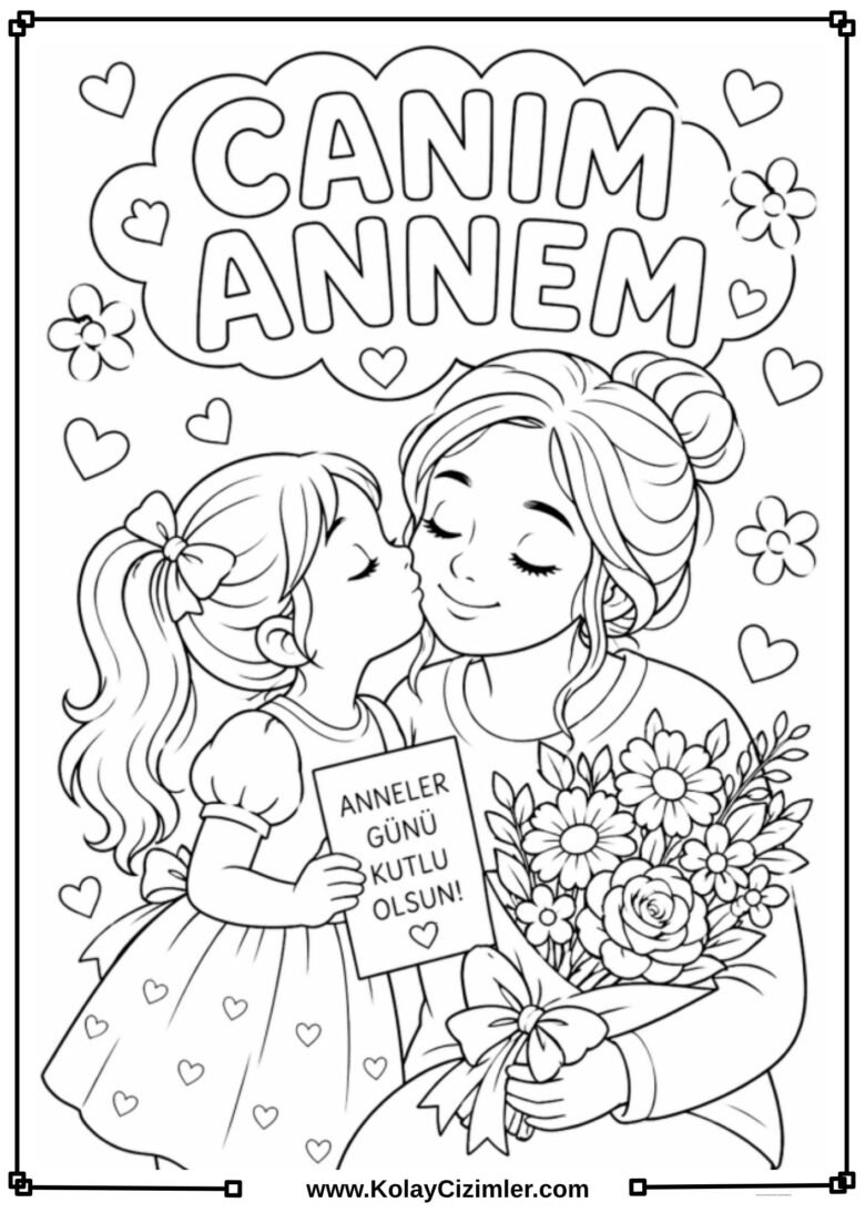 Anneler Günü Boyama Sayfası (7)
