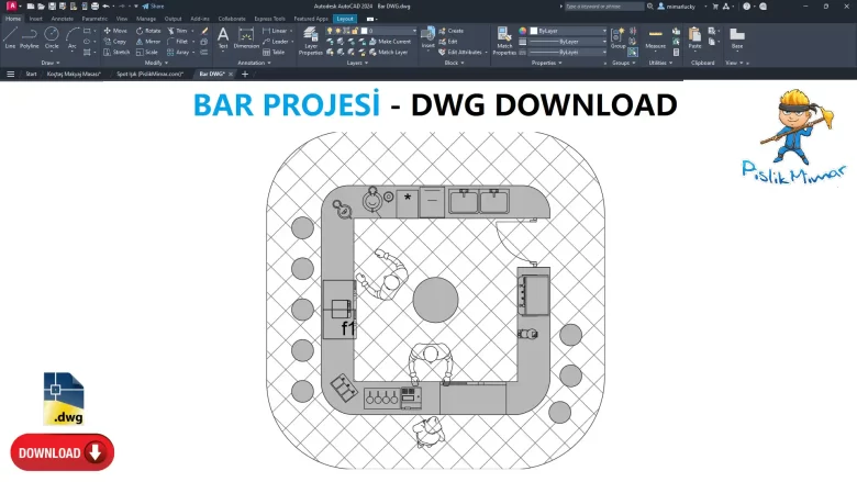 Bar dwg, AutoCAD Drawing, Cad Blocks