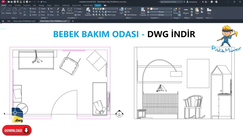 Bebek Bakım Odası dwg