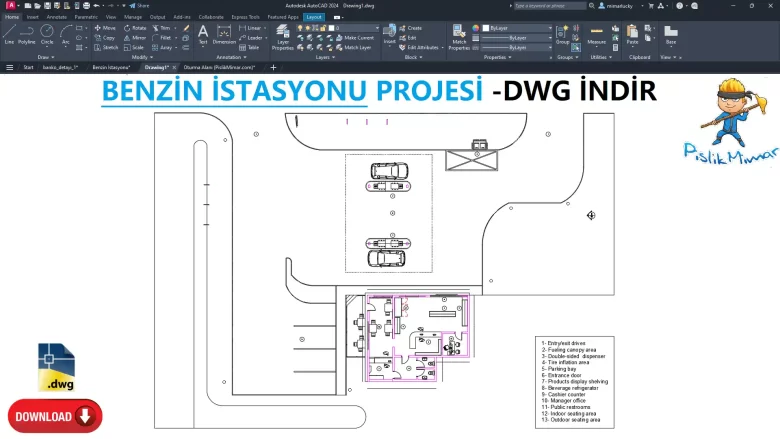 Benzin İstasyonu dwg
