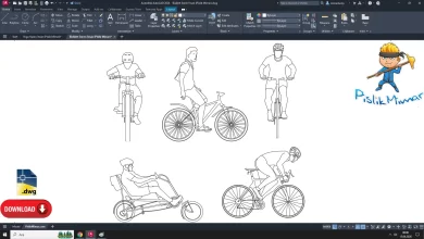 Bisiklet süren insan dwg çizimi, Person Riding a Bicycle dwg, autocad free download