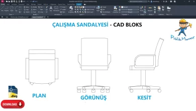 Çalışma Sandalyesi dwg, Office Chair CAD Blocks