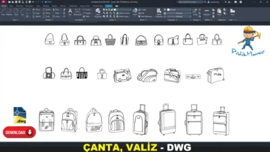 Çanta, Valiz dwg, Bag and Suitcase DWG, Bolsa y maleta DWG, Sac et valise DWG, Borsa e valigia DWG, バッグとスーツケース DWG, Bolsa e mala DWG, 包和行李箱 DWG