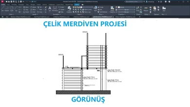 Çelik Merdiven Görünüş dwg