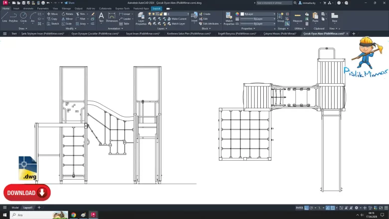 Çocuk Oyun Alanı dwg, dwg indir, Children's Playground dws, dws download