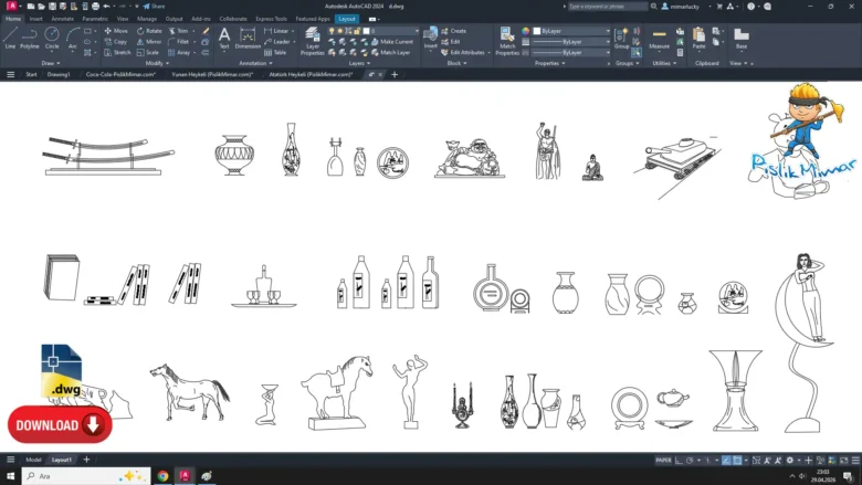 Dekorastif heykeller dwg, Decorative Statues DWG, Estatuas decorativas DWG, Statues décoratives DWG, Statue decorative DWG, 装飾彫刻 DWG, Estátuas decorativas DWG, 装饰雕塑 DWG