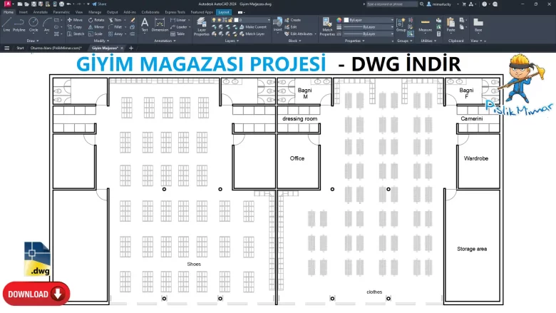 Giyim Magazası Projesi Dwg