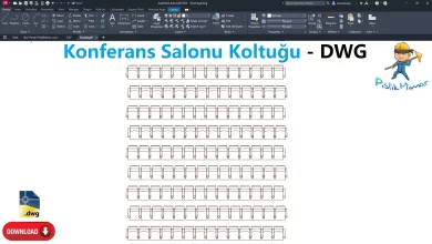 Konferans Salonu Koltugu dwg, Conference Room Chair CAD Blocks, autocad drawing