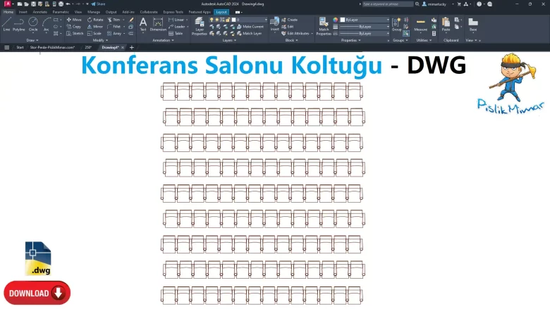 Konferans Salonu Koltugu dwg, Conference Room Chair CAD Blocks, autocad drawing