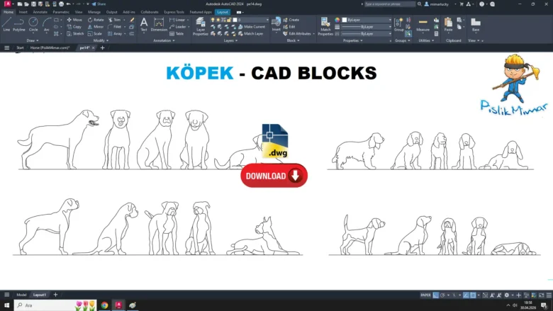 Köpek dwg, Dog DWG, Perro DWG, Chien DWG, Cane DWG, 犬 DWG, Cachorro DWG, 狗 DWG