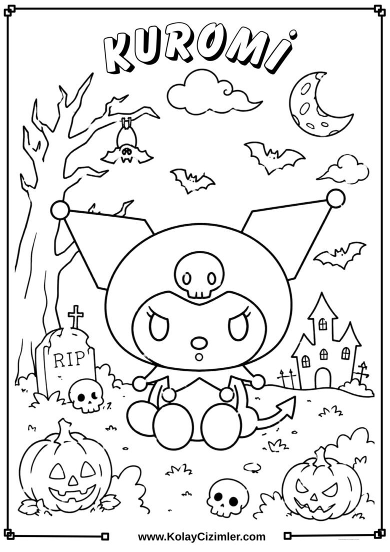 Kuromi Boyama Sayfası -6, Cadılar Bayramı Kuromi
