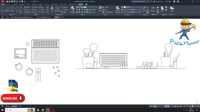 Makyaj Malzemeleri dwg, makyaj malzemesi çizimi, Makeup Products CAD Blocks, autocad drawing