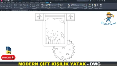 Modern Çift Kişilik Yatak dwg, Modern Double Bed DWG, Cama doble moderna DWG, Lit double moderne DWG, Letto matrimoniale moderno DWG, モダンダブルベッド DWG, Cama de casal moderna DWG, 现代双人床 DWG