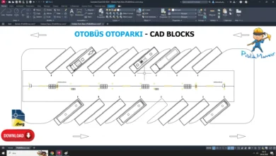 Otobüs Otoparkı, AutoCAD Bus Parking CAD Blocks