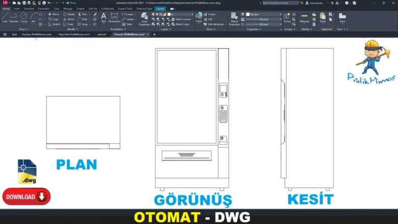 Otomat dwg, Vending Machine DWG, Máquina expendedora DWG, Distributeur automatique DWG, Distributore automatico DWG, 自動販売機 DWG, Máquina de venda automática DWG, 自动售货机 DWG