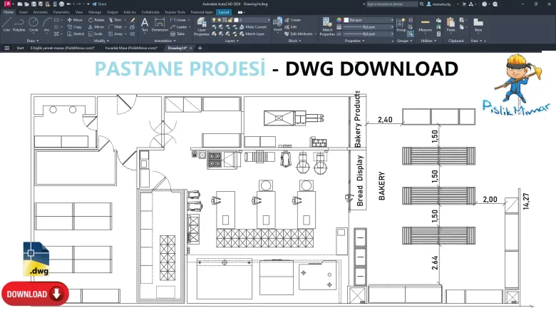 Pastane dwg, Bakery Project CAD Blocks, AutoCAD Drawing