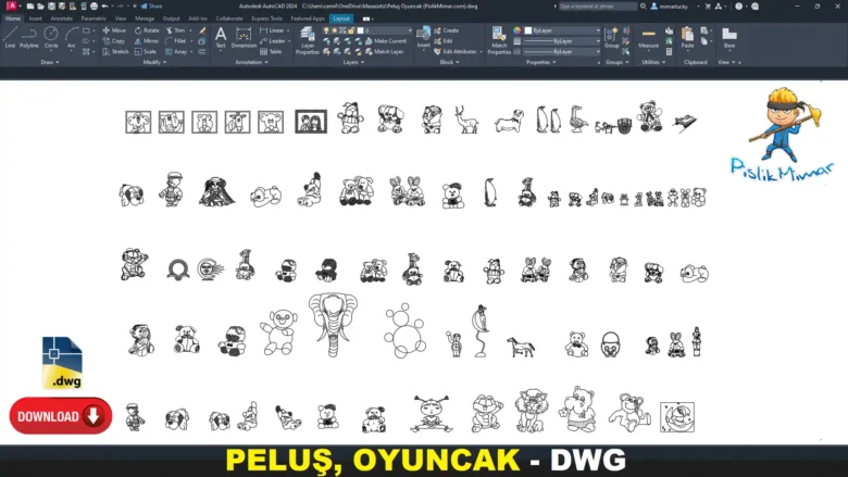 Peluş Oyuncak dwg, Plush Toy DWG, Peluche DWG, Peluche DWG, Peluche DWG, ぬいぐるみ DWG, Pelúcia DWG, 毛绒玩具 DWG