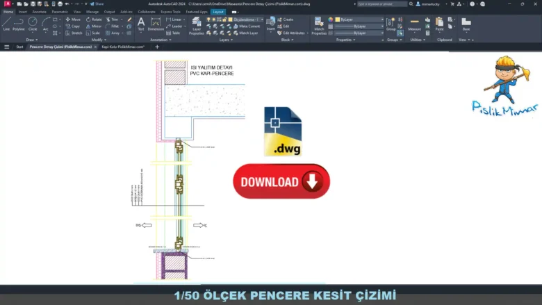 Pencere Kesit Çizimi, Window Section Detail DWG, Detalle de sección de ventana DWG, Détail de coupe de fenêtre DWG, Dettaglio sezione finestra DWG, 窓断面詳細 DWG, Detalhe de seção de janela DWG, 窗户剖面细节 DWG