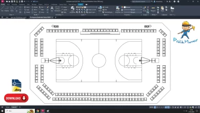 Profesyonel Basketbol Sahası DWG, Basketball Court CAD Blocks