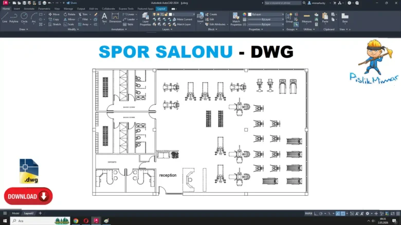 Spor salonu dwg