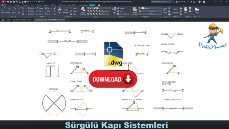 Sürgülü Kapı Sistemleri dwg, Sliding Door System DWG, Sistema de puerta corredera DWG, Système de porte coulissante DWG, Sistema porta scorrevole DWG, 引き戸システム DWG, Sistema de porta de correr DWG, 滑动门系统 DWG