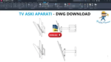 TV Askı Aparatı dwg, TV Wall Mount Bracket CAD Blocks, AutoCAD Drawing