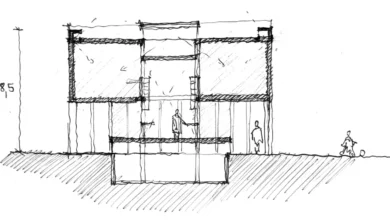 Tabancura School Library Pavilion eskiz cizimi