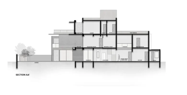 The Brick Veil House projesi kesit çizimi