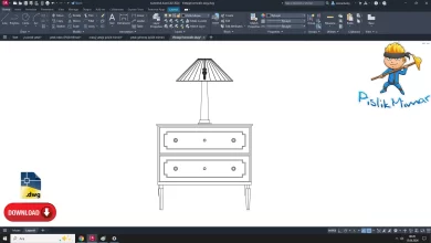 Vintage komodin dwg çizimi, Vintage Nightstand dwg, autocad drawing