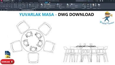 Yuvarlak Masa dwg, Round table CAD Blocks