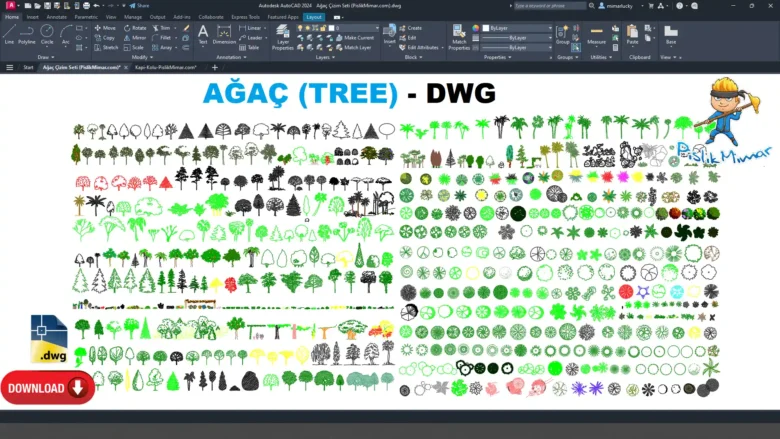 ağaç dwg, Tree DWG, Árbol DWG, Arbre DWG, Albero DWG, 木 DWG, Árvore DWG, 树 DWG