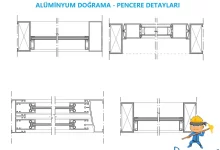 aluminyum dograma pencere detayı dwg