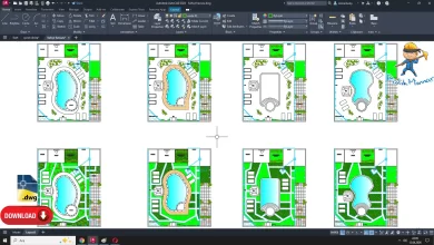 bahçe havuzu dwg çizimi, Garden Pool dwg, autocad drawing, cad blocks