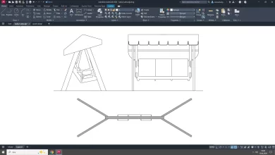 bahçe salıncağı dwg çizimi, Garden Swing dwg, autocad drawing