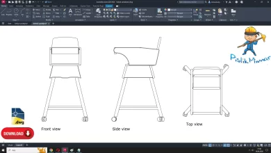 bebek sandalyesi dwg çizimi, child chair dwg, baby chair dwg