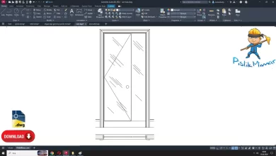cam kapı dwg, glass door dwg, autocad block