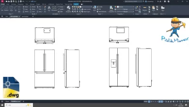 çift kapılı buzdolabı dwg, Double Door Refrigerator cad blocks