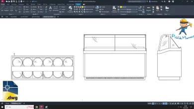 dondurma dolabı dwg, dondurma dolabı çizimi, Ice Cream Cabinet, Ice Cream Cabinet cad blocks, dwg download