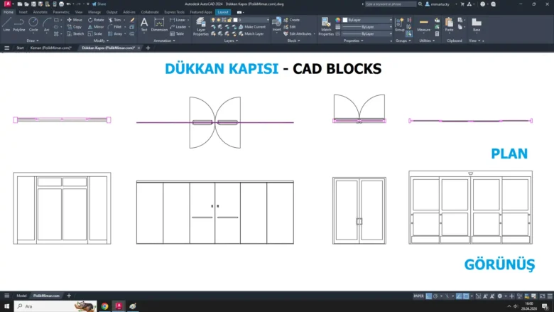 dükkan kapısı, AutoCAD Shop Door CAD Blocks