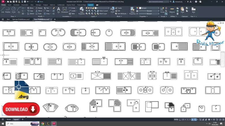 evye dwg, sink cad blocks, autocad drawing